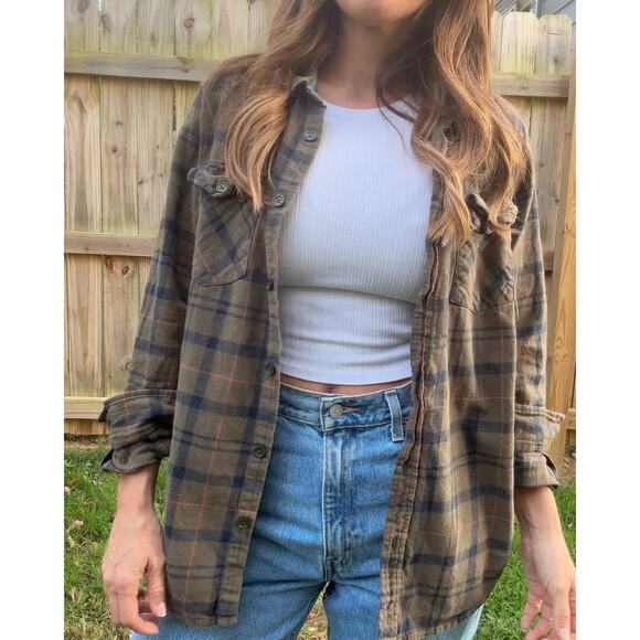 Wituli Olive + Navy Faded Flannel Shirt - Picture 2 of 7